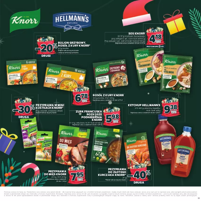 Gazetka promocyjna Stokrotka - Katalog Mikołajki! - ważna 20.11 do 10.12.2025 - strona 33 - produkty: Bulion, Cebula, Czosnek, Hellmann’s, Ketchup, Knorr, Kosz, Kurczak, Lion, Mięso, Owoce, Rosół, Sos, Warzywa, Wiko, Zupa