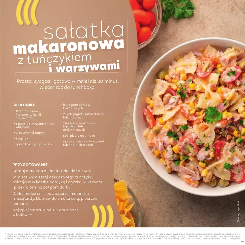 Gazetka promocyjna Stokrotka - Katalog Mikołajki! - ważna 20.11 do 10.12.2025 - strona 39 - produkty: Jogurt, Majonez, Makaron, Mięso, Mus, Natka pietruszki, Ogórek, Owoce, Penne, Pieprz, Pomidorki, Sól, Sos, Tuńczyk, Warzywa