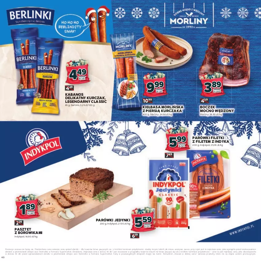 Gazetka promocyjna Stokrotka - Katalog Mikołajki! - ważna 20.11 do 10.12.2025 - strona 40 - produkty: Berlinki, Boczek, Kabanos, Kiełbasa, Kurczak, Mięso, Morliny, Owoce, Parówki, Pasztet, Warzywa