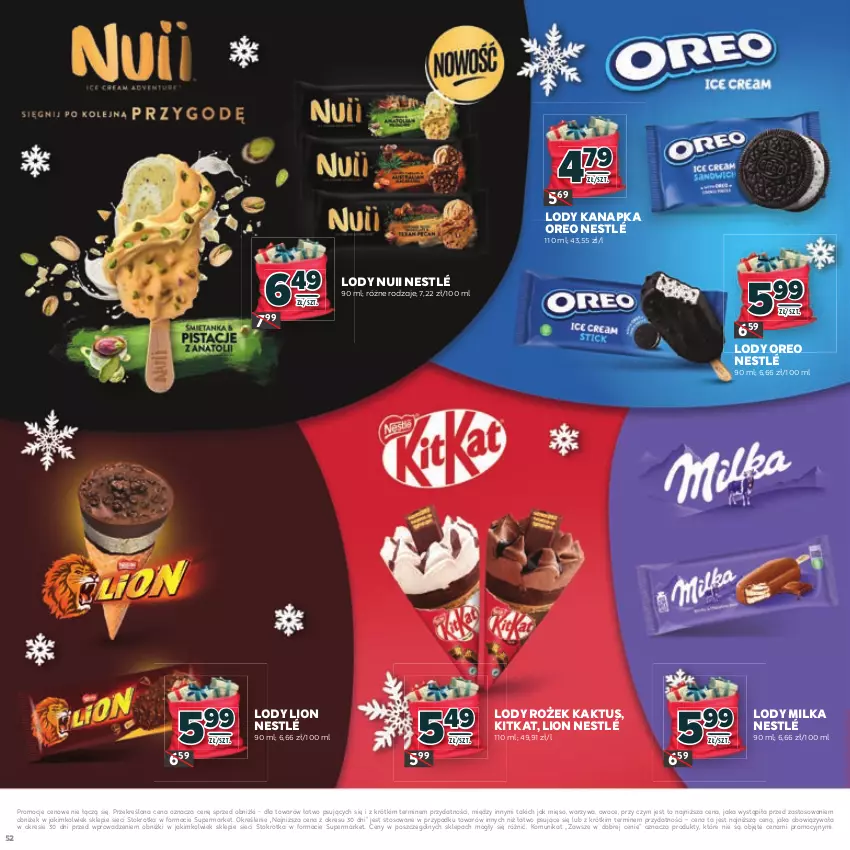 Gazetka promocyjna Stokrotka - Katalog Mikołajki! - ważna 20.11 do 10.12.2025 - strona 52 - produkty: Kaktus, Lion, Lody, Mięso, Milka, Nestlé, Oreo, Owoce, Warzywa