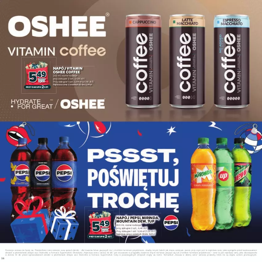 Gazetka promocyjna Stokrotka - Katalog Mikołajki! - ważna 20.11 do 10.12.2025 - strona 56 - produkty: 7up, Mięso, Mirinda, Napój, Oshee, Owoce, Pepsi, Warzywa