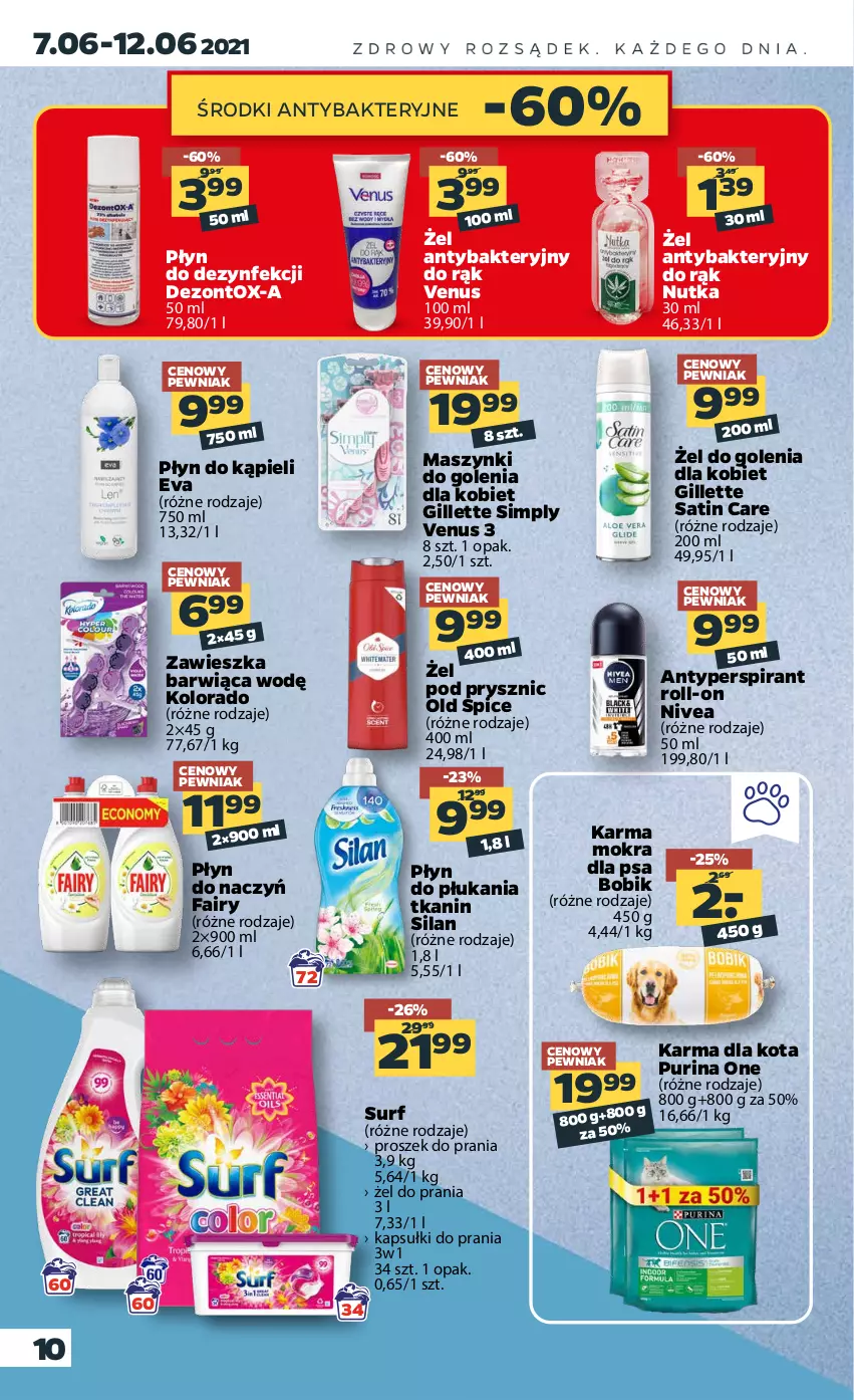 Gazetka promocyjna Netto - Gazetka spożywcza - ważna 07.06 do 12.06.2021 - strona 10 - produkty: Antyperspirant, Fa, Fairy, Gillette, Kapsułki do prania, Kolorado, Nivea, Old Spice, Płyn do kąpieli, Płyn do płukania, Proszek do prania, Pur, Purina, Sati, Silan, Surf, Venus