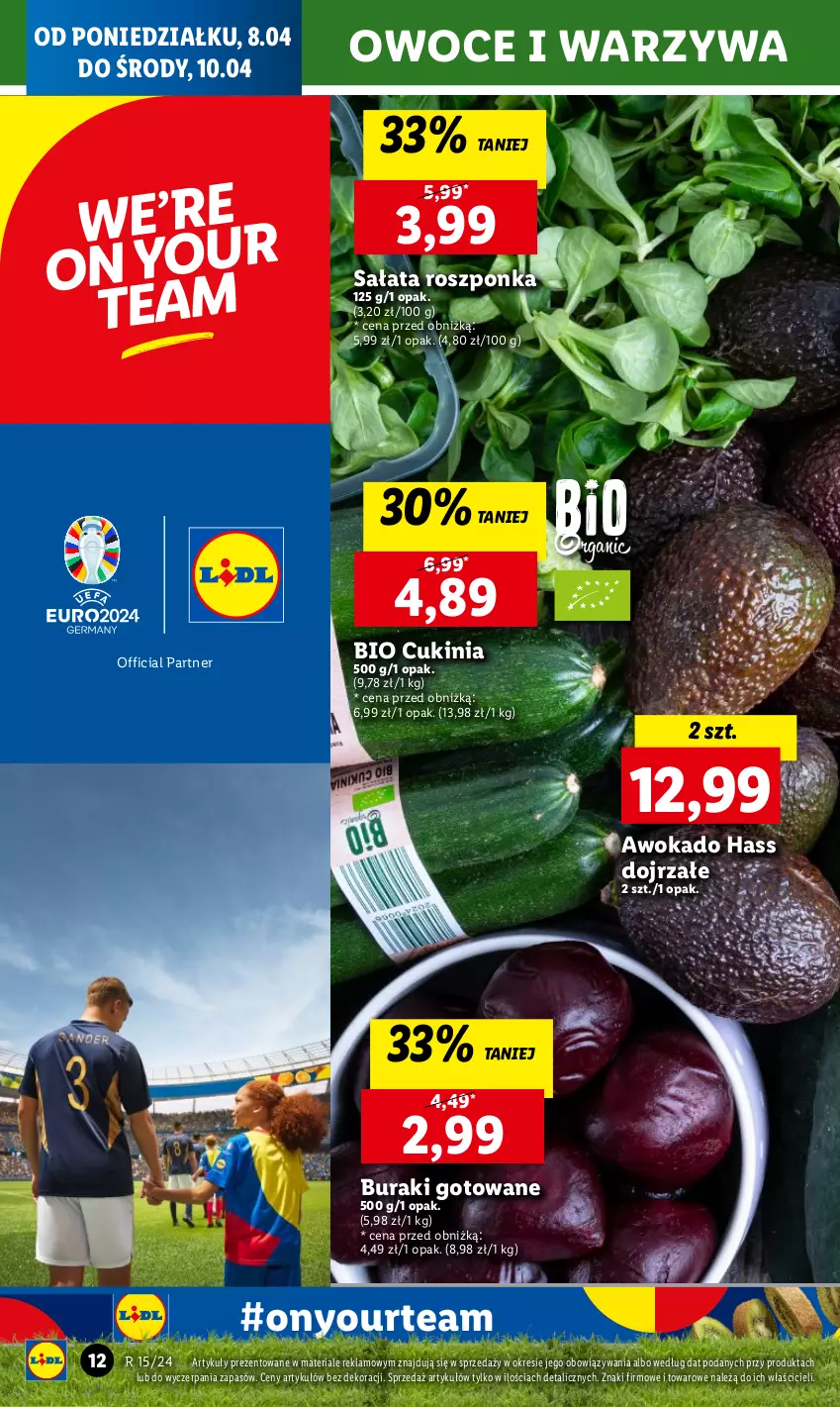 Gazetka promocyjna Lidl - GAZETKA - ważna 08.04 do 10.04.2024 - strona 12 - produkty: Buraki, Owoce, Roszponka, Sałat, Warzywa