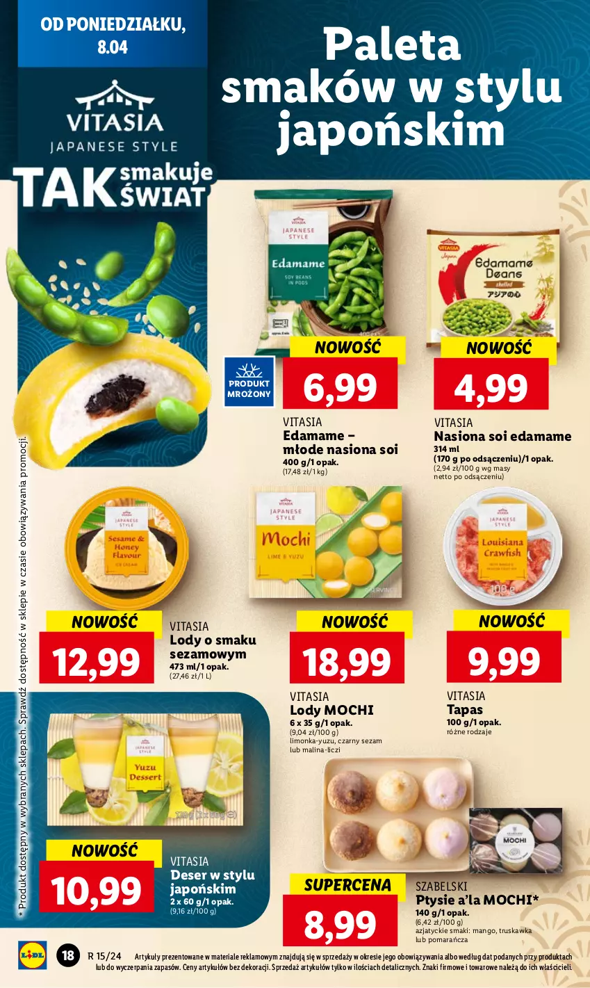 Gazetka promocyjna Lidl - GAZETKA - ważna 08.04 do 10.04.2024 - strona 18 - produkty: Deser, Edam, Liczi, Limonka, Lody, Mango, Paleta, Ser, Sezam