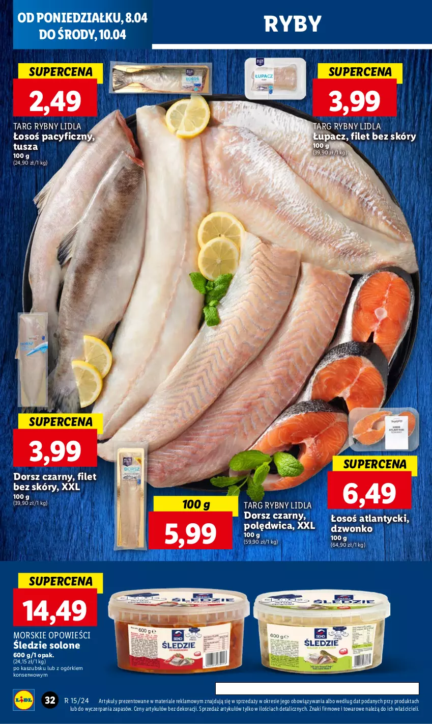 Gazetka promocyjna Lidl - GAZETKA - ważna 08.04 do 10.04.2024 - strona 32 - produkty: Dorsz, Polędwica, Ser, Tusz