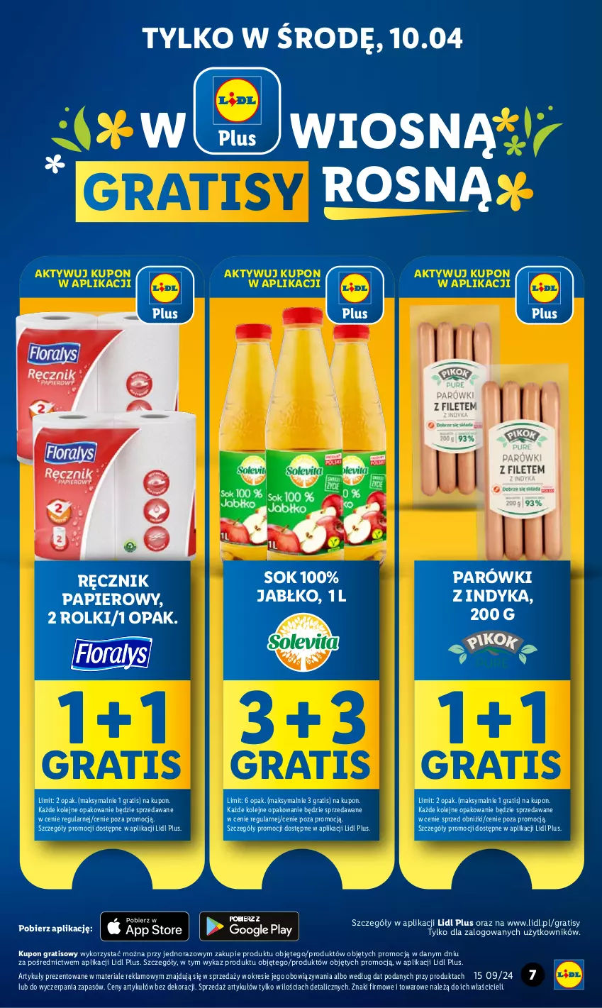 Gazetka promocyjna Lidl - GAZETKA - ważna 08.04 do 10.04.2024 - strona 7 - produkty: Gra, Olej, Papier, Parówki, Parówki z indyka, Ręcznik, Rolki, Sok