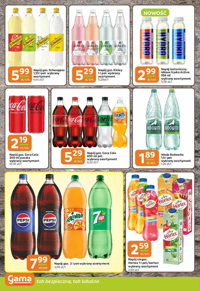 Gazetka promocyjna Gama - Gazetka Gama - ważna 08.08 do 20.08.2024 - strona 10 - produkty: Hortex, Napój, Napój izotoniczny, Piec, Schweppes, Woda