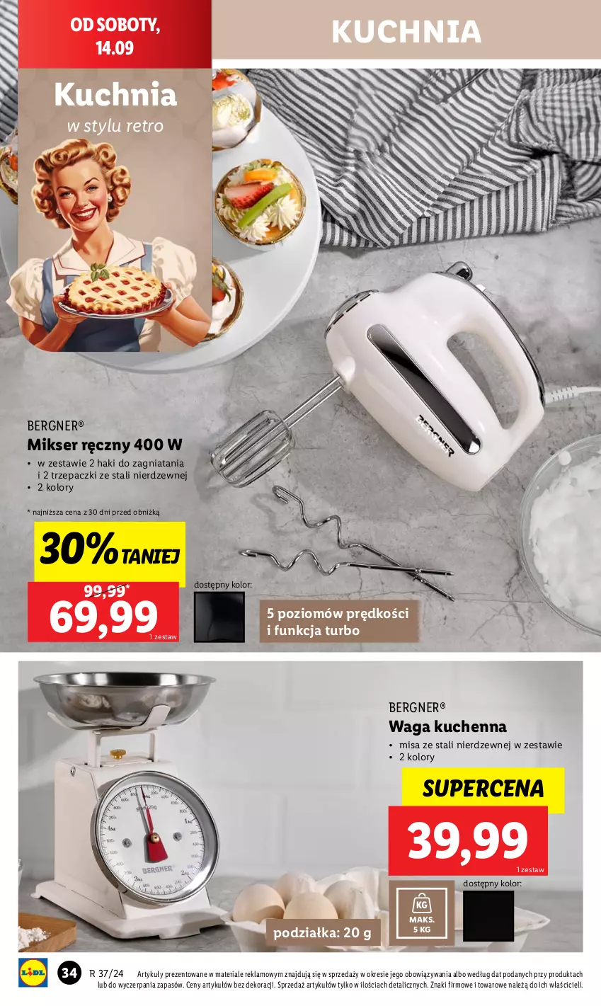 Gazetka promocyjna Lidl - GAZETKA - ważna 09.09 do 14.09.2024 - strona 40 - produkty: Kuchnia, Mikser, Mikser ręczny, Ser, Waga