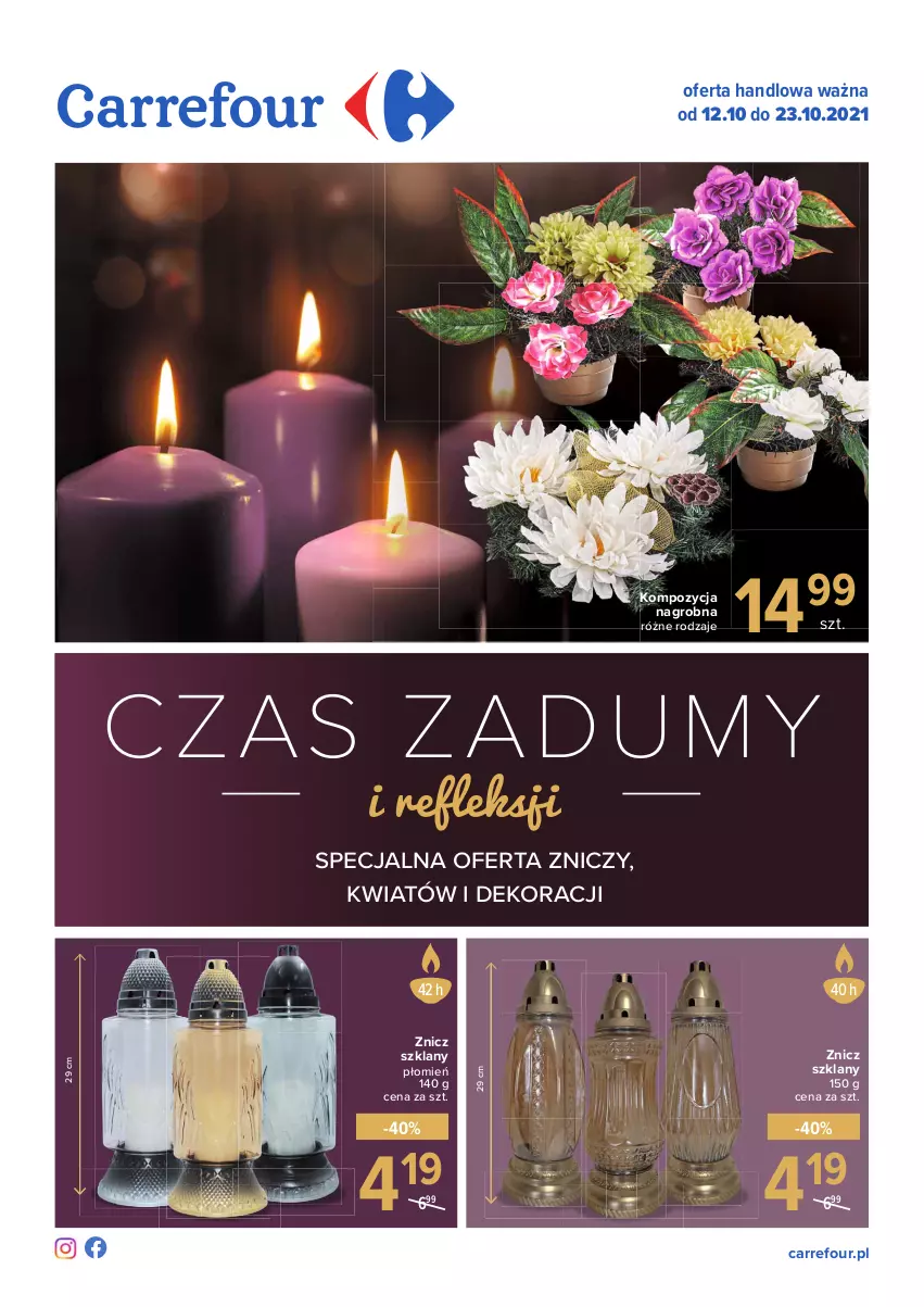 Gazetka promocyjna Carrefour - Gazetka Kwiaty i znicze - ważna 12.10 do 24.10.2021 - strona 1 - produkty: Znicz