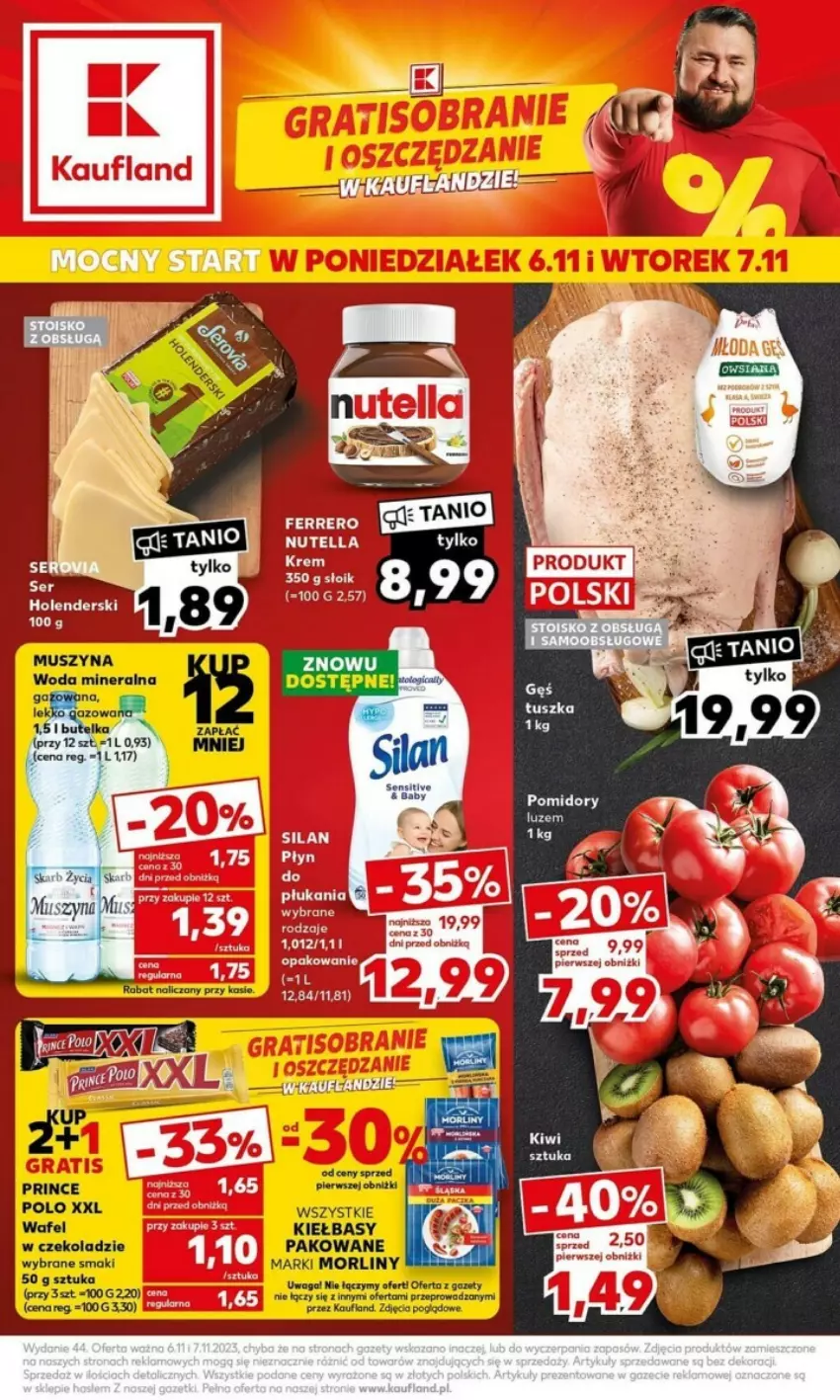 Gazetka promocyjna Kaufland - ważna 06.11 do 07.11.2023 - strona 1 - produkty: Kiwi, Morliny, Mus, Pomidory, Prince Polo, Szyna, Tusz, Waga, Woda