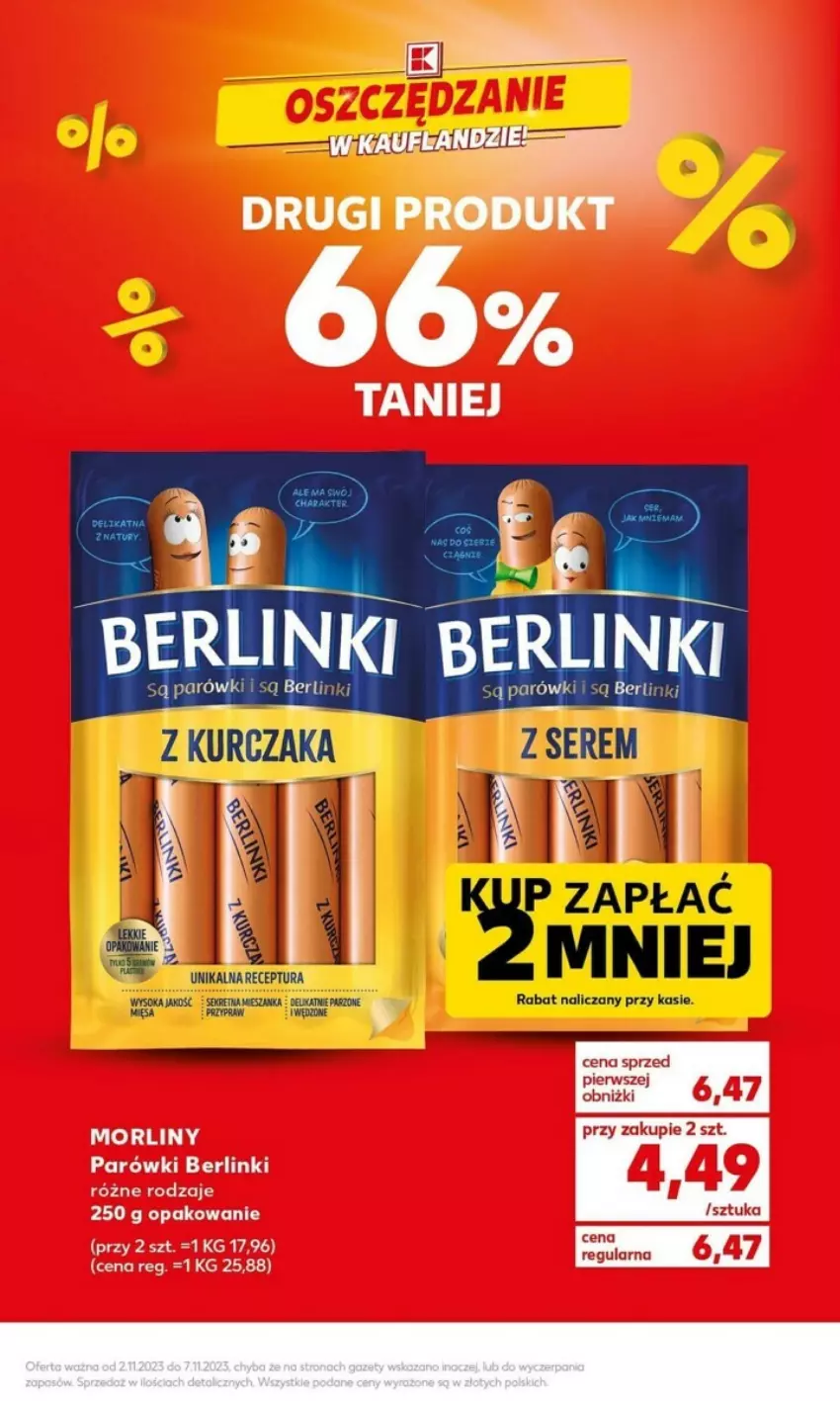 Gazetka promocyjna Kaufland - ważna 06.11 do 07.11.2023 - strona 22 - produkty: Berlinki, Morliny, Parówki