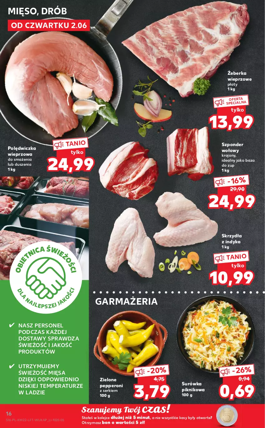 Gazetka promocyjna Kaufland - OFERTA TYGODNIA - ważna 02.06 do 08.06.2022 - strona 16 - produkty: Drób, Mięso, Olej, Polędwiczka wieprzowa, Ser, Surówka, Szponder wołowy