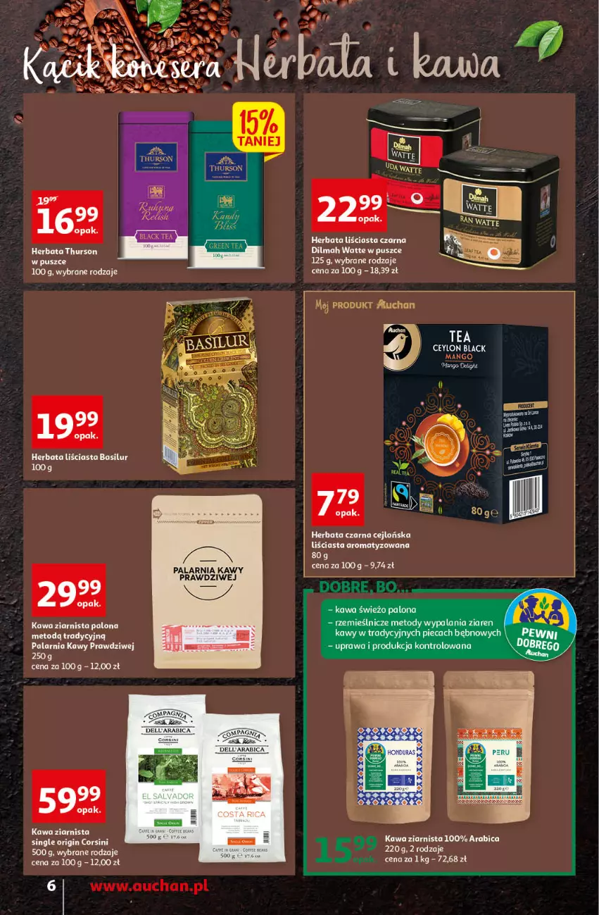 Gazetka promocyjna Auchan - przeNISKIE CENY czas na przepyszności Supermarkety - ważna 17.03 do 23.03.2022 - strona 6 - produkty: BIC, Dilmah, Gin, Herbata, Herbata czarna, Kawa, Kawa ziarnista, Lack, Mango