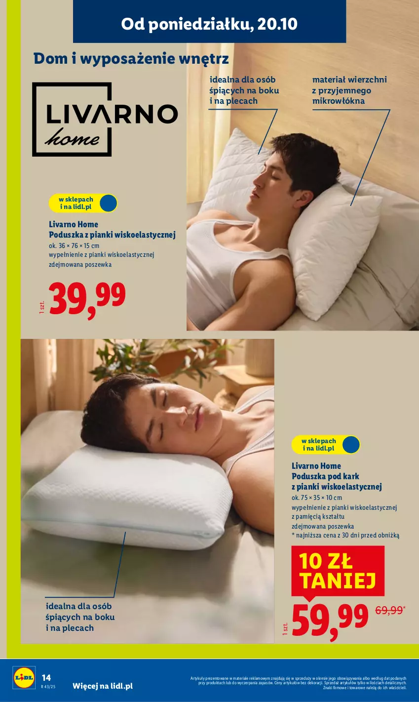 Gazetka promocyjna Lidl - GAZETKA - ważna 20.10 do 25.10.2025 - strona 18 - produkty: Ivar, Poduszka, Poduszka pod kark, Poszewka