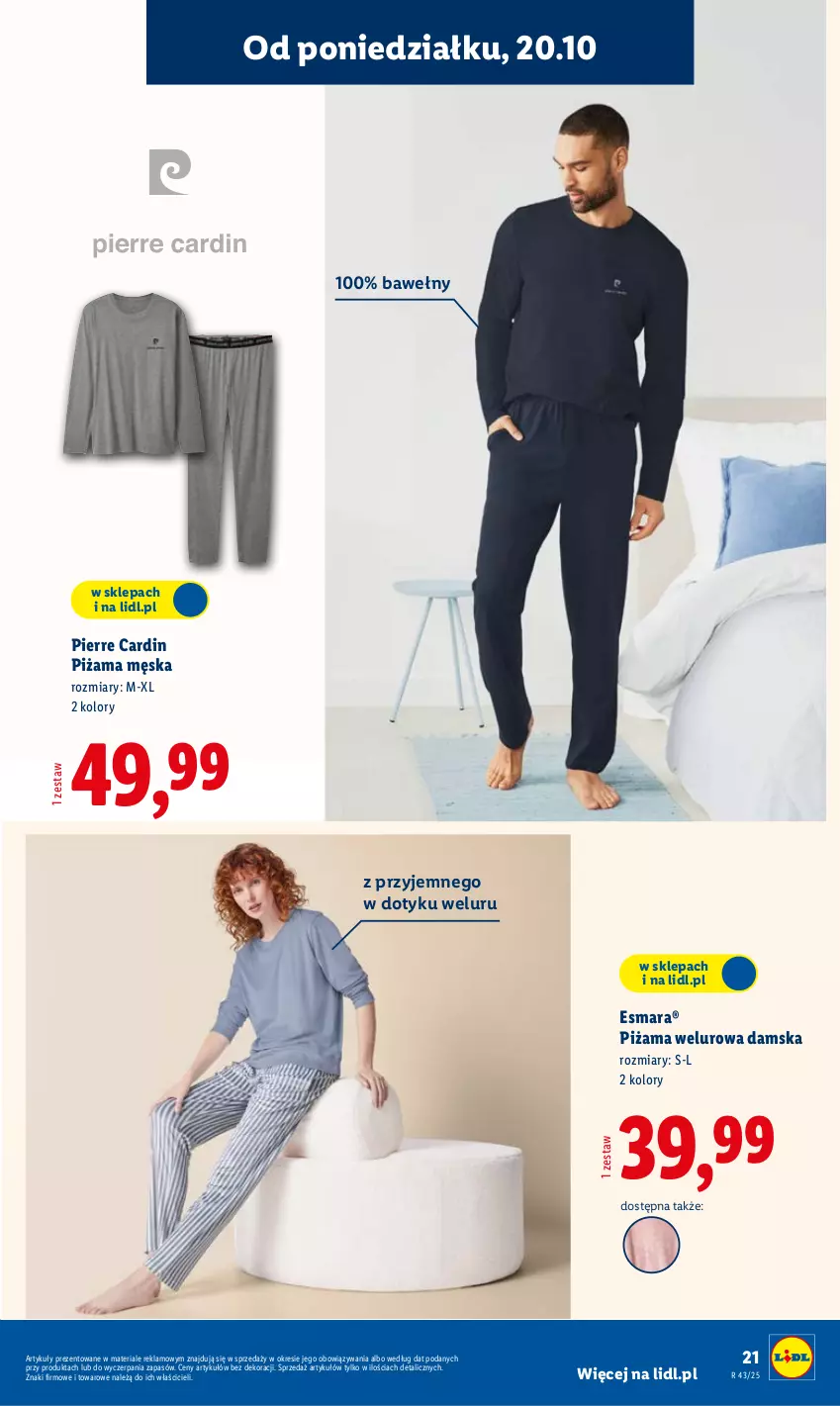 Gazetka promocyjna Lidl - GAZETKA - ważna 20.10 do 25.10.2025 - strona 25 - produkty: Pierre Cardin, Piżama