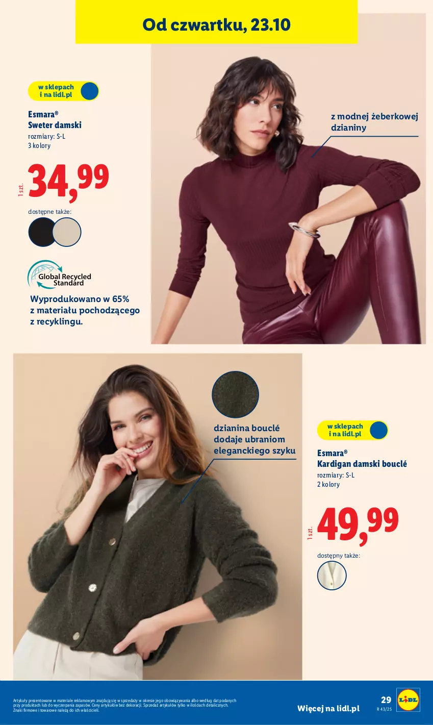 Gazetka promocyjna Lidl - GAZETKA - ważna 20.10 do 25.10.2025 - strona 33 - produkty: Kardigan, Sweter