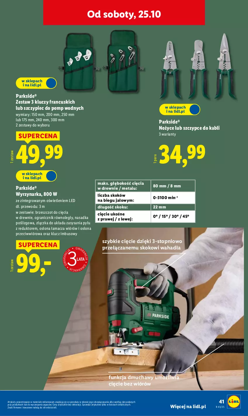 Gazetka promocyjna Lidl - GAZETKA - ważna 20.10 do 25.10.2025 - strona 45 - produkty: Gra, Noż, Nożyce, Parkside, Piec, Szczypce, Top, Wyrzynarka