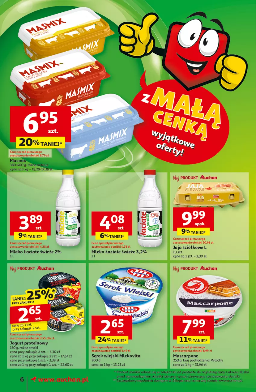 Gazetka promocyjna Auchan - Gazetka Pewność Niskich Cen Hipermarket - ważna 13.03 do 19.03.2025 - strona 8 - produkty: Jaja, Jogurt, Mascarpone, Mleko, Mlekovita, Ser, Serek, Serek wiejski, Tran