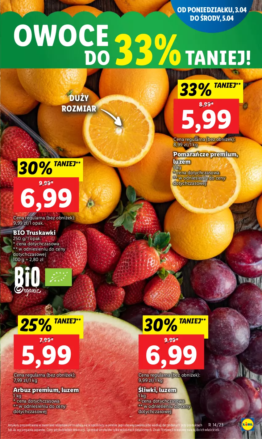 Gazetka promocyjna Lidl - GAZETKA - ważna 03.04 do 05.04.2023 - strona 17 - produkty: Arbuz, Owoce, Pomarańcze, Truskawki