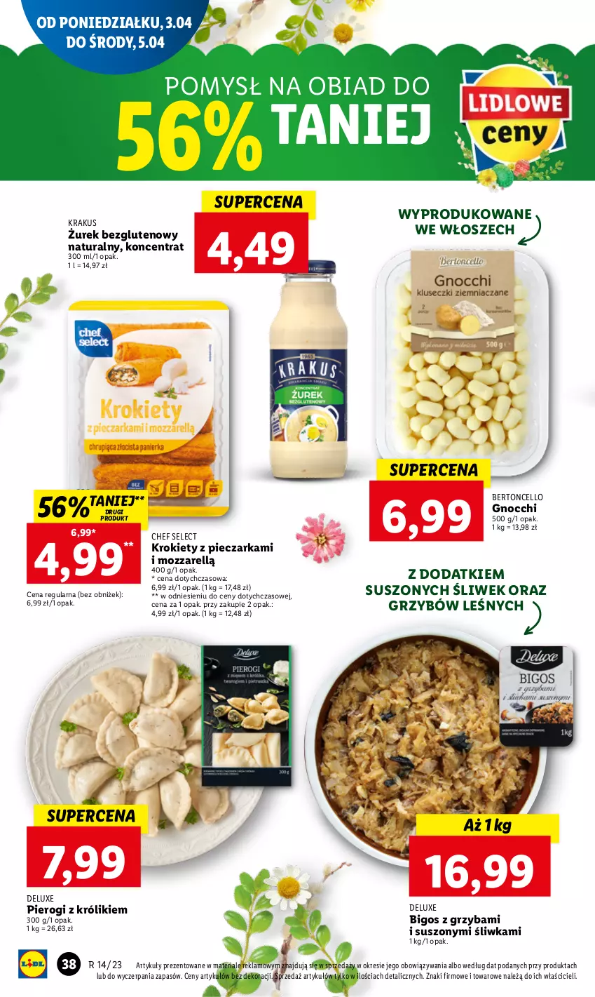 Gazetka promocyjna Lidl - GAZETKA - ważna 03.04 do 05.04.2023 - strona 42 - produkty: Bigos, Gnocchi, Krakus, Krokiety, Królik, Piec, Pieczarka, Pierogi