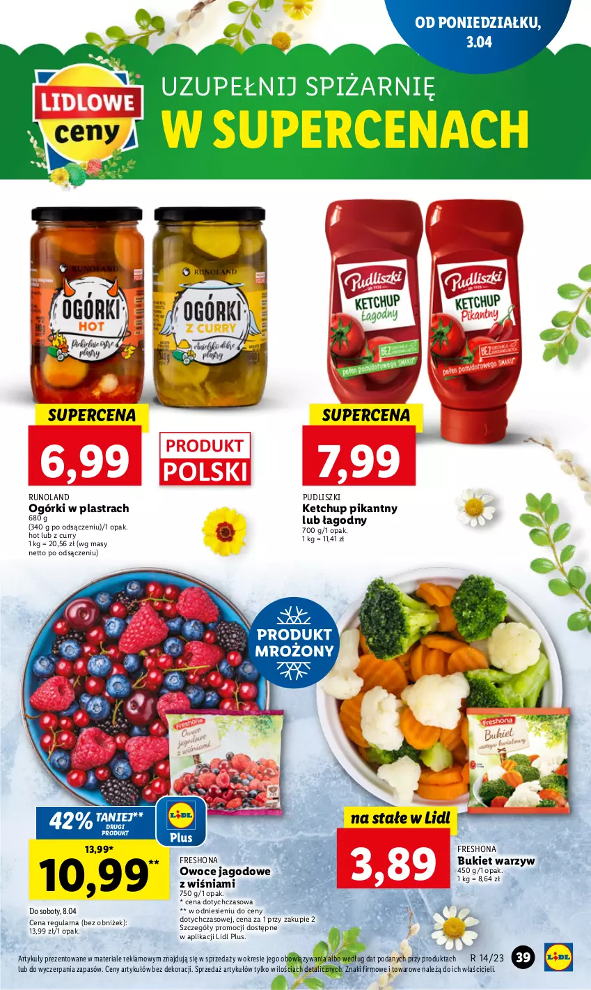 Gazetka promocyjna Lidl - GAZETKA - ważna 03.04 do 05.04.2023 - strona 43 - produkty: Bukiet, Bukiet warzyw, Ketchup, Owoce, Pudliszki, Runoland