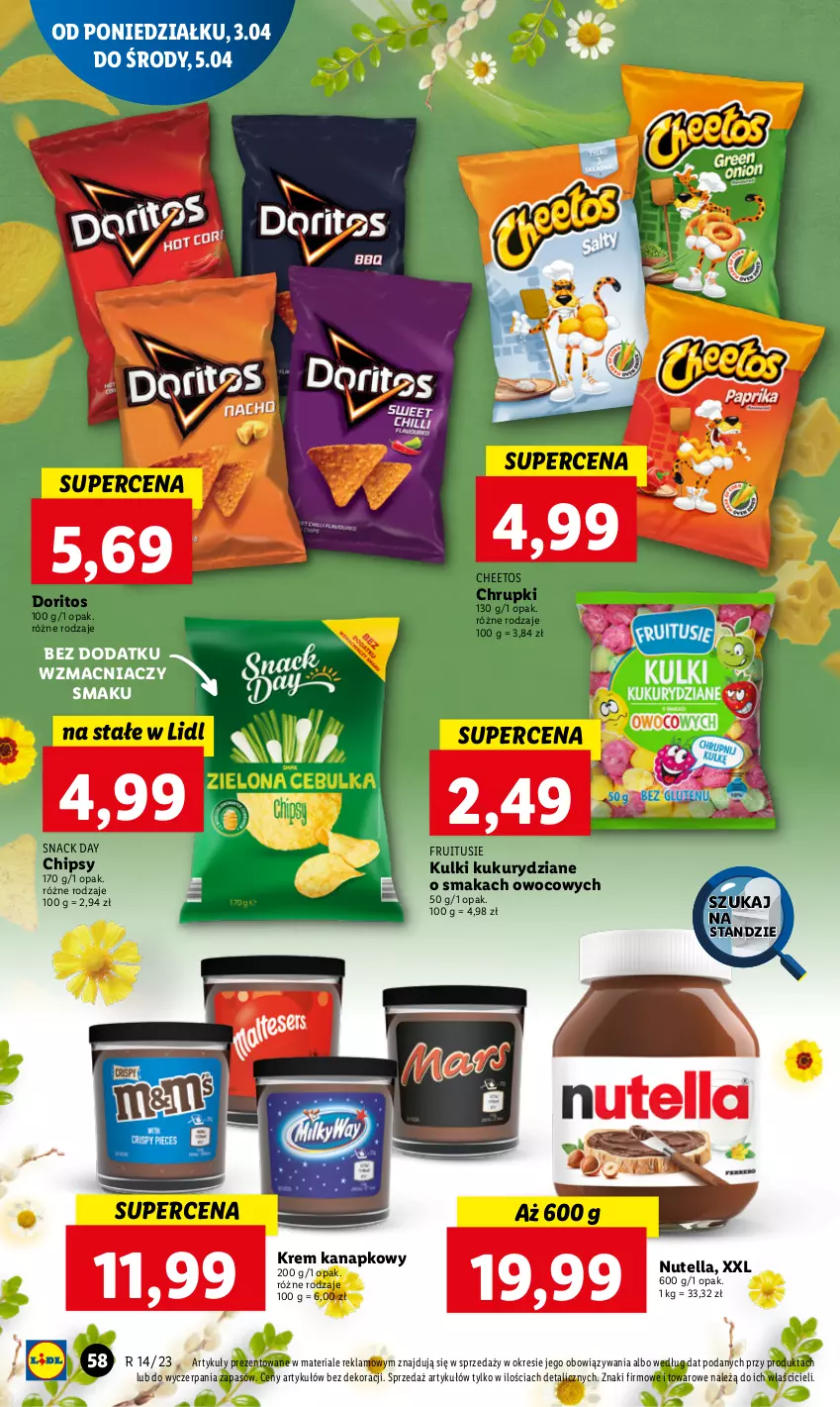 Gazetka promocyjna Lidl - GAZETKA - ważna 03.04 do 05.04.2023 - strona 64 - produkty: Cheetos, Chipsy, Chrupki, Nutella