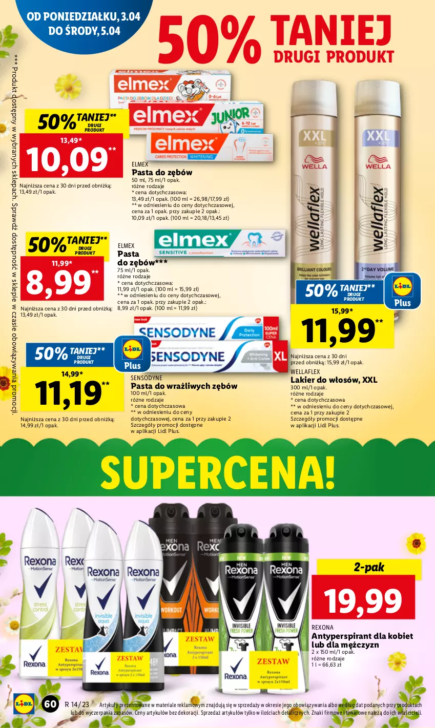 Gazetka promocyjna Lidl - GAZETKA - ważna 03.04 do 05.04.2023 - strona 66 - produkty: Antyperspirant, Elmex, Lakier, Lakier do włosów, Pasta do zębów, Rexona, Sensodyne, Wella, Wellaflex