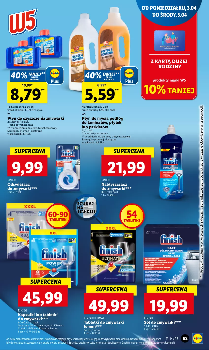 Gazetka promocyjna Lidl - GAZETKA - ważna 03.04 do 05.04.2023 - strona 69 - produkty: Chleb, Finish, Odświeżacz do zmywarki, Płyn do mycia, Płyn do mycia podłóg, Sól, Tablet, Tabletki do zmywarki, Zmywarki