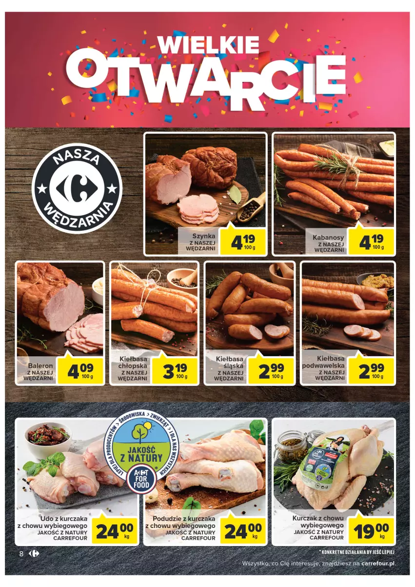 Gazetka promocyjna Carrefour - Gazwtka Wielkie otwarcie w Krakowie - ważna 23.11 do 05.12.2022 - strona 10 - produkty: Kiełbasa, Kiełbasa podwawelska, Kiełbasa śląska, Kurczak, Podudzie z kurczaka, Udo z kurczaka, Wawel