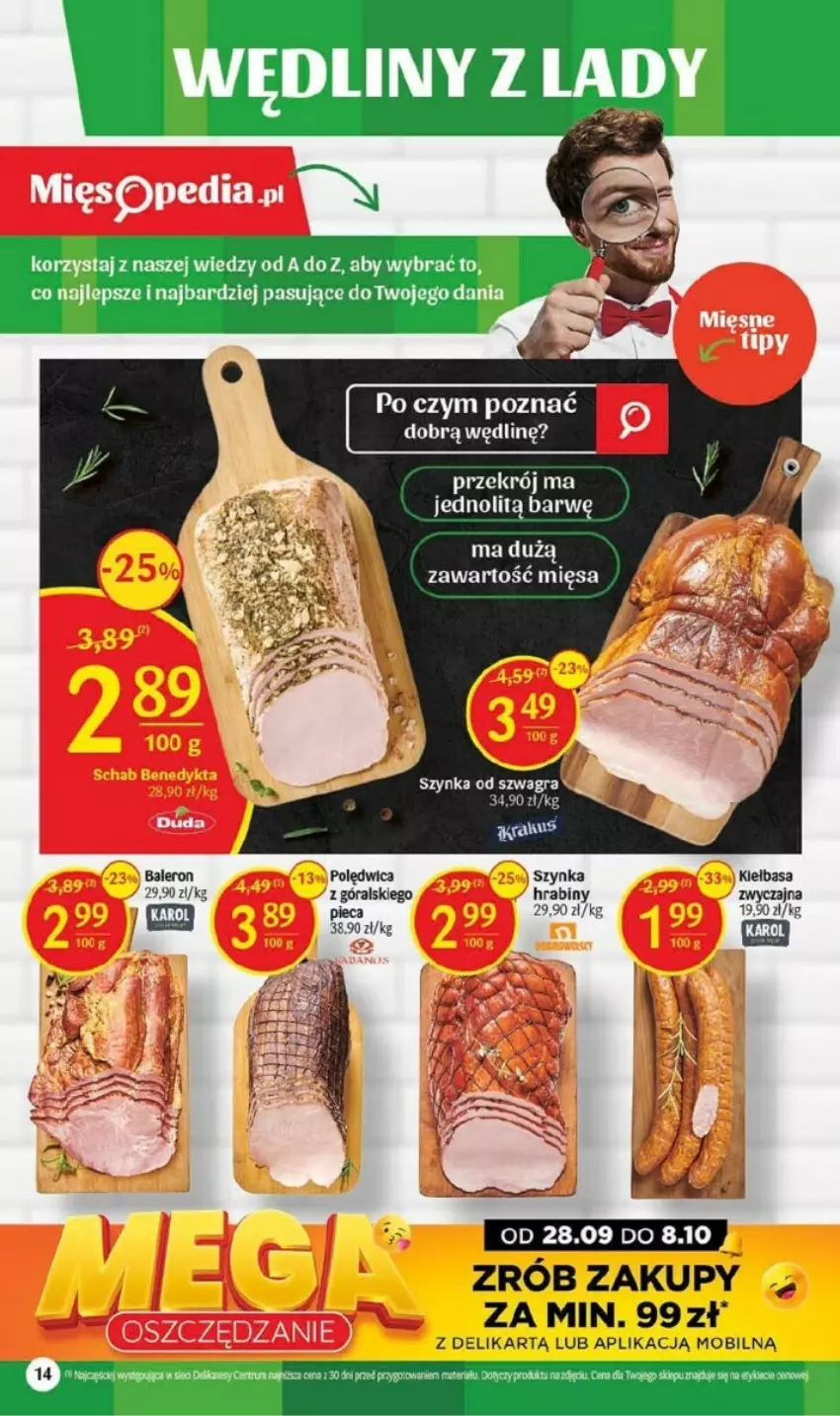 Gazetka promocyjna Delikatesy Centrum - ważna 28.09 do 08.10.2023 - strona 6 - produkty: Fa, Gra, Kiełbasa, Piec, Polędwica, Szynka