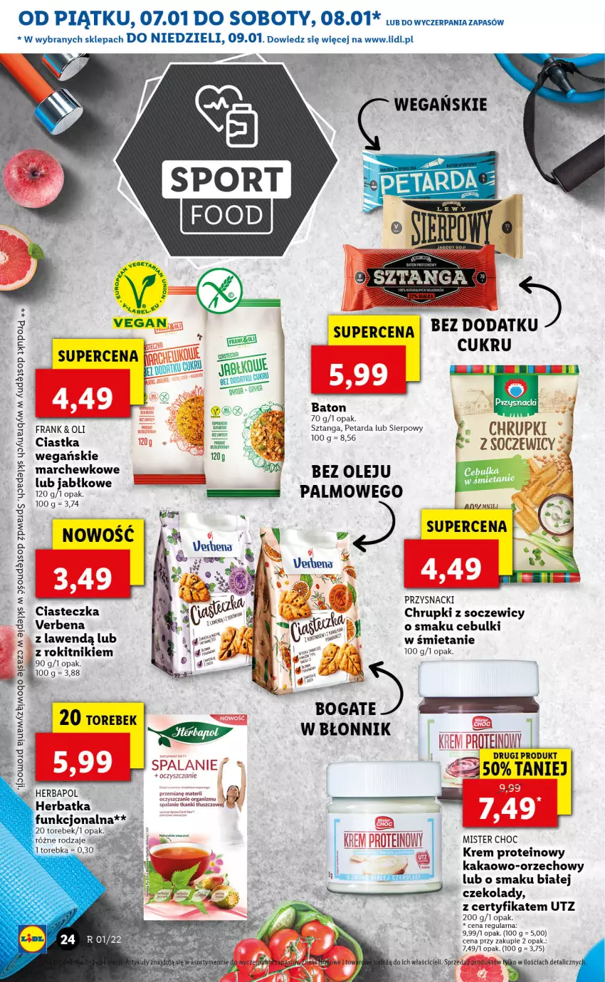 Gazetka promocyjna Lidl - GAZETKA - ważna 07.01 do 09.01.2022 - strona 24 - produkty: Baton, Chrupki, Ciastka, Herbapol, Kakao, Olej, Przysnacki, Torebka