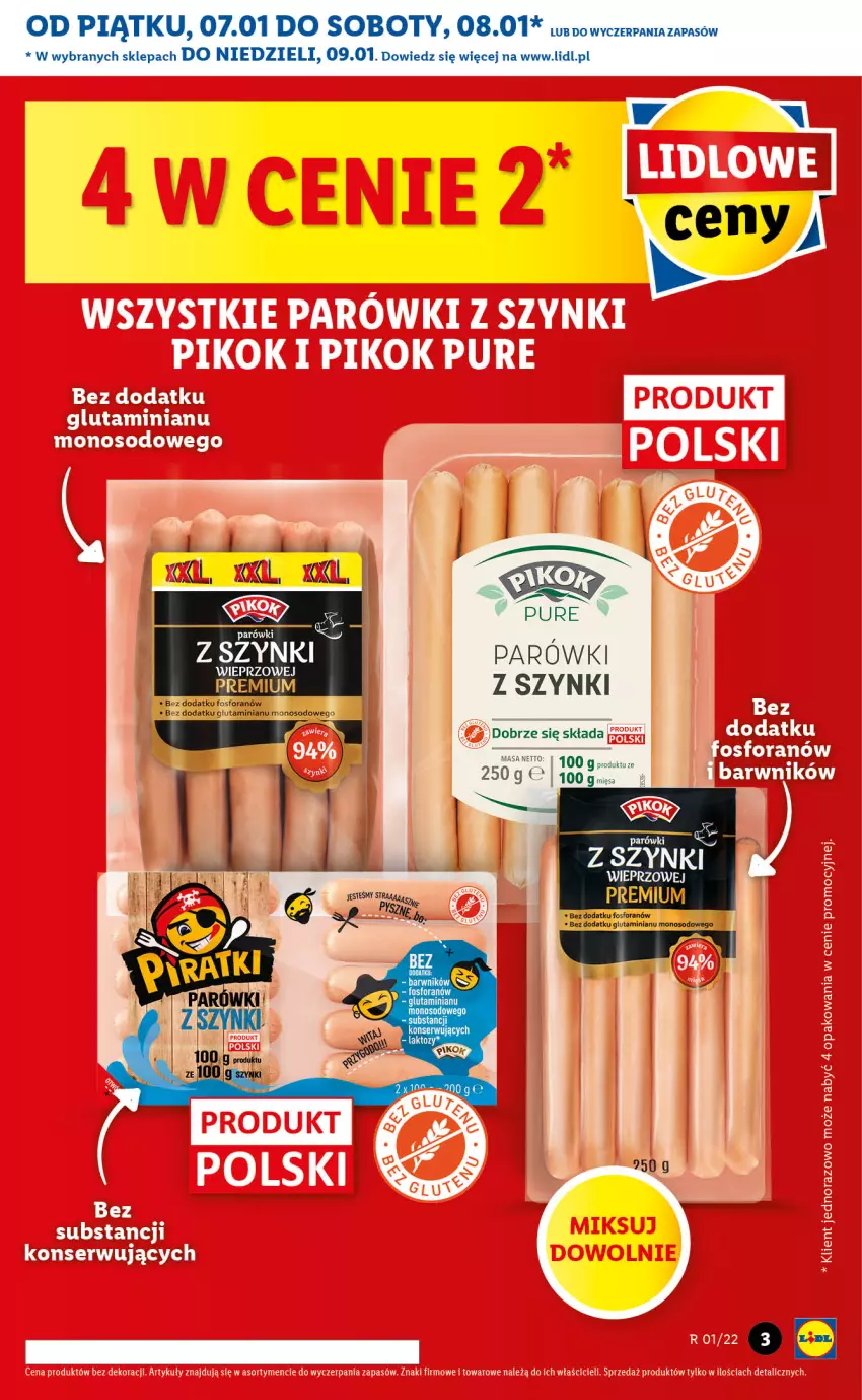 Gazetka promocyjna Lidl - GAZETKA - ważna 07.01 do 09.01.2022 - strona 3 - produkty: Parówki, Parówki z szynki, Pur