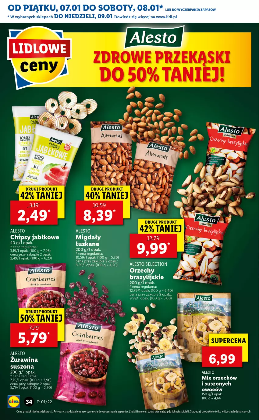 Gazetka promocyjna Lidl - GAZETKA - ważna 07.01 do 09.01.2022 - strona 34 - produkty: Chipsy, Migdały