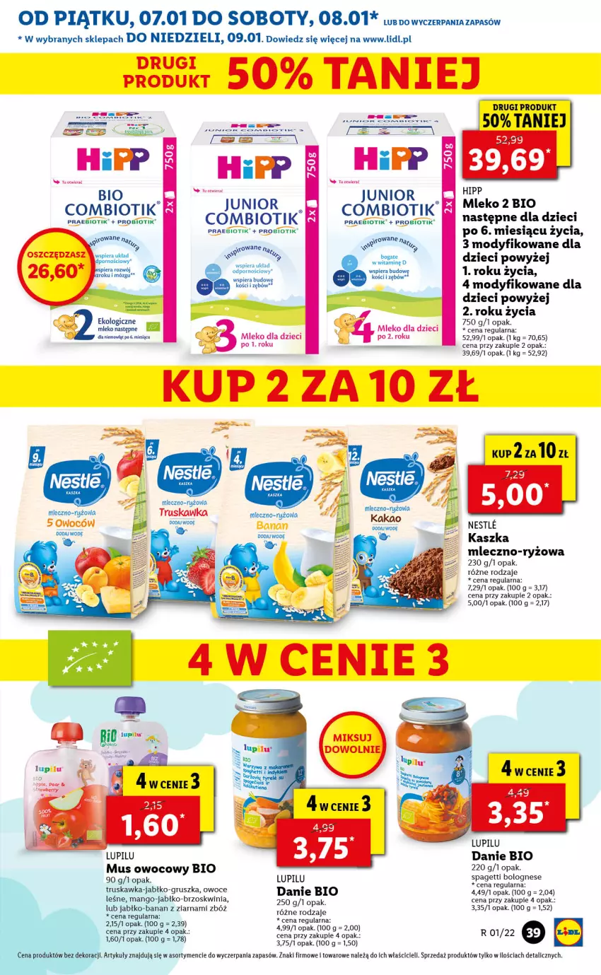 Gazetka promocyjna Lidl - GAZETKA - ważna 07.01 do 09.01.2022 - strona 39 - produkty: AEG, Dzieci, HiPP, Kakao, Mango, Mleko, Mleko dla dzieci, Mus, O nas, Owoce, Por, Ryż