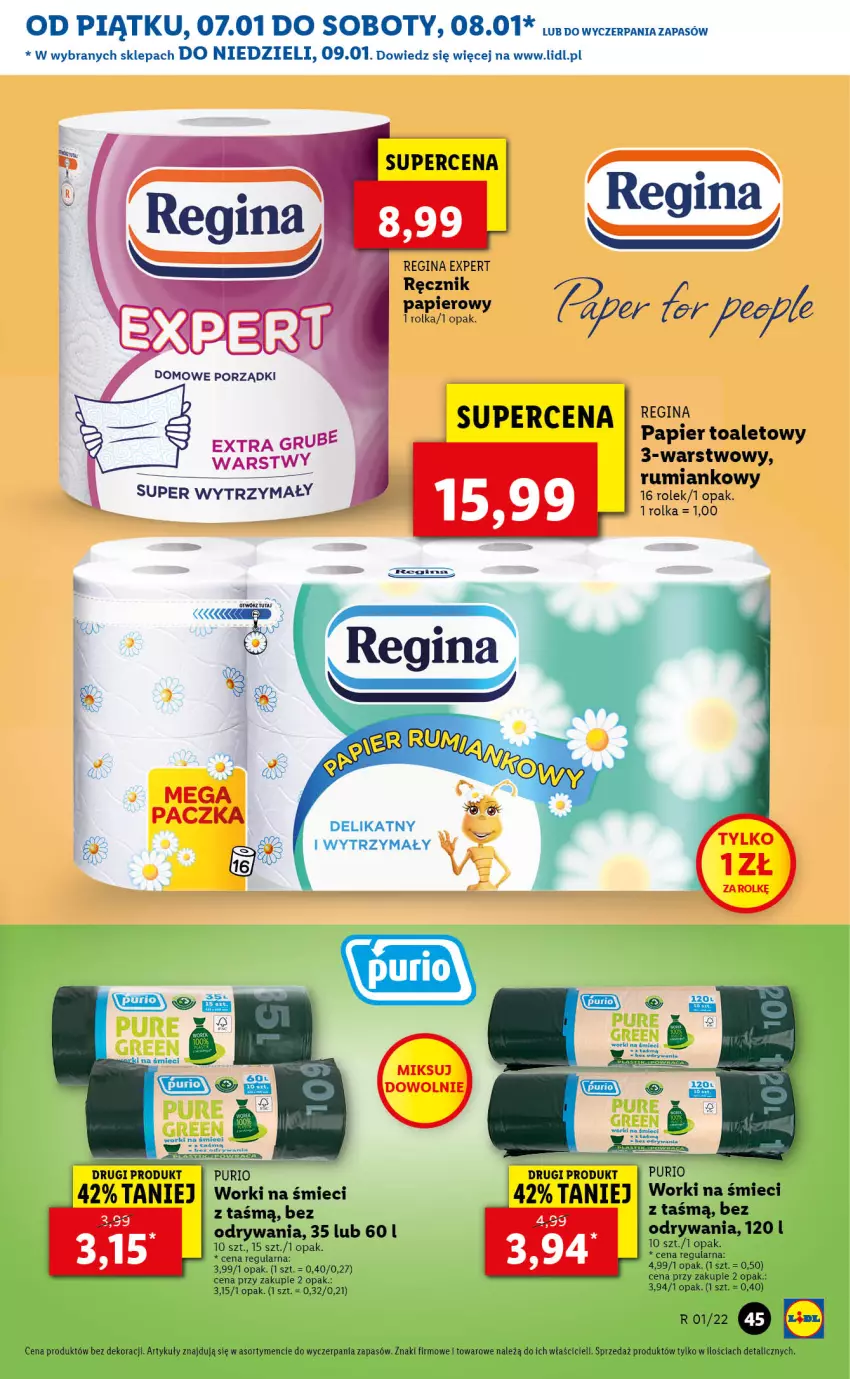 Gazetka promocyjna Lidl - GAZETKA - ważna 07.01 do 09.01.2022 - strona 45 - produkty: Fa, Gin, Papier, Papier toaletowy, Rum, Worki na śmiec, Worki na śmieci