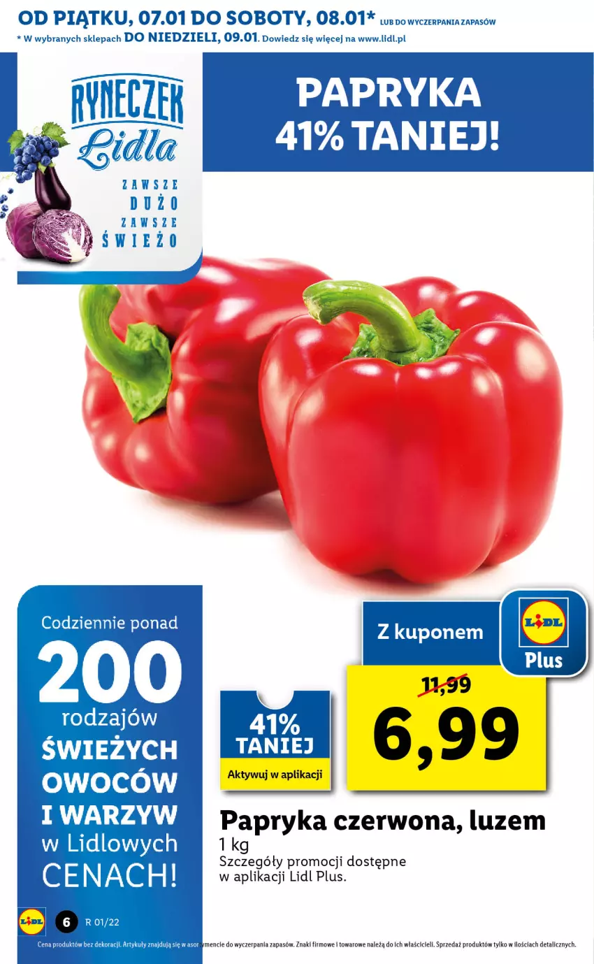 Gazetka promocyjna Lidl - GAZETKA - ważna 07.01 do 09.01.2022 - strona 6 - produkty: Papryka, Papryka czerwona