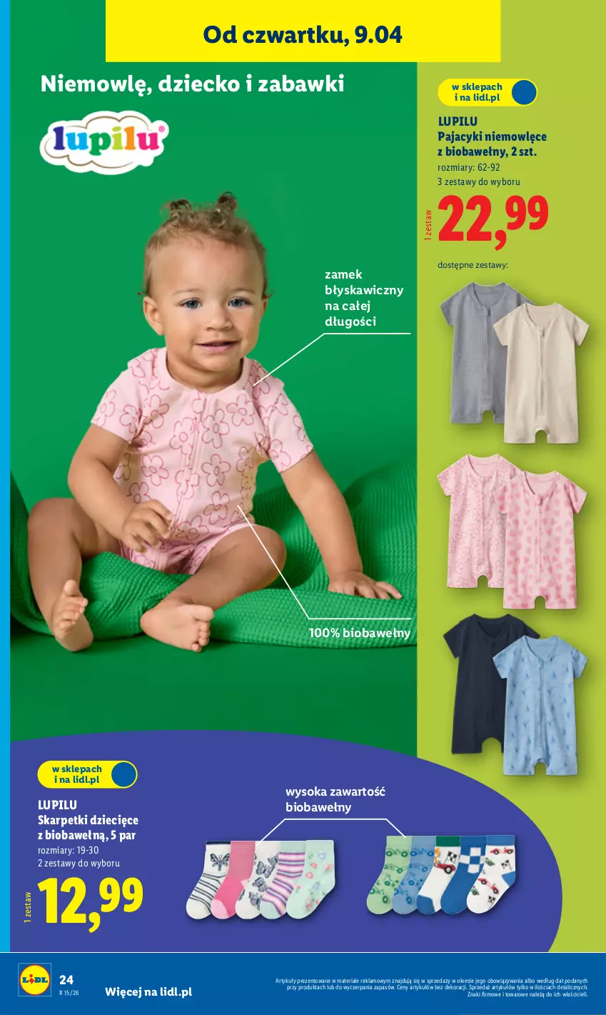 Gazetka promocyjna Lidl - Katalog ważny od 7.04 - ważna 07.04 do 11.04.2026 - strona 26 - produkty: Dzieci, Karp, Pajac, Skarpetki, Sok