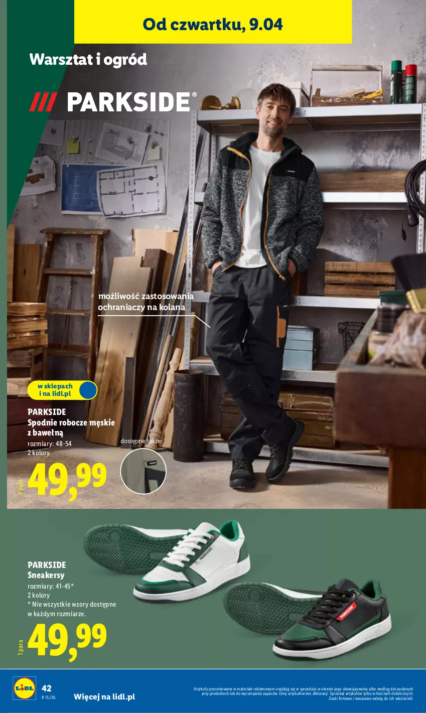 Gazetka promocyjna Lidl - Katalog ważny od 7.04 - ważna 07.04 do 11.04.2026 - strona 50 - produkty: LANA, Ogród, Parkside, Sneakersy, Spodnie
