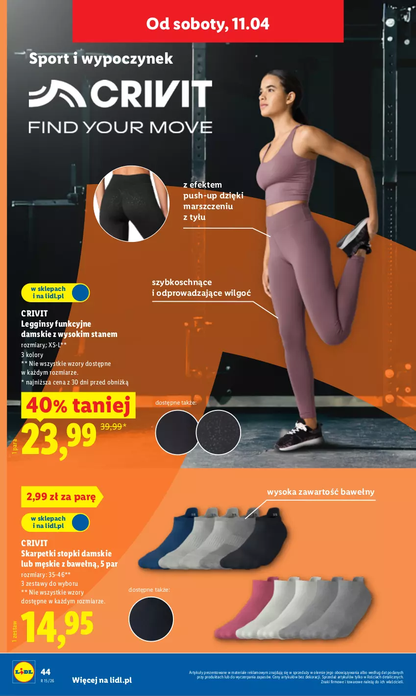 Gazetka promocyjna Lidl - Katalog ważny od 7.04 - ważna 07.04 do 11.04.2026 - strona 52 - produkty: Gin, Karp, Legginsy, LG, Mars, Por, Skarpetki, Sok, Sport, Top