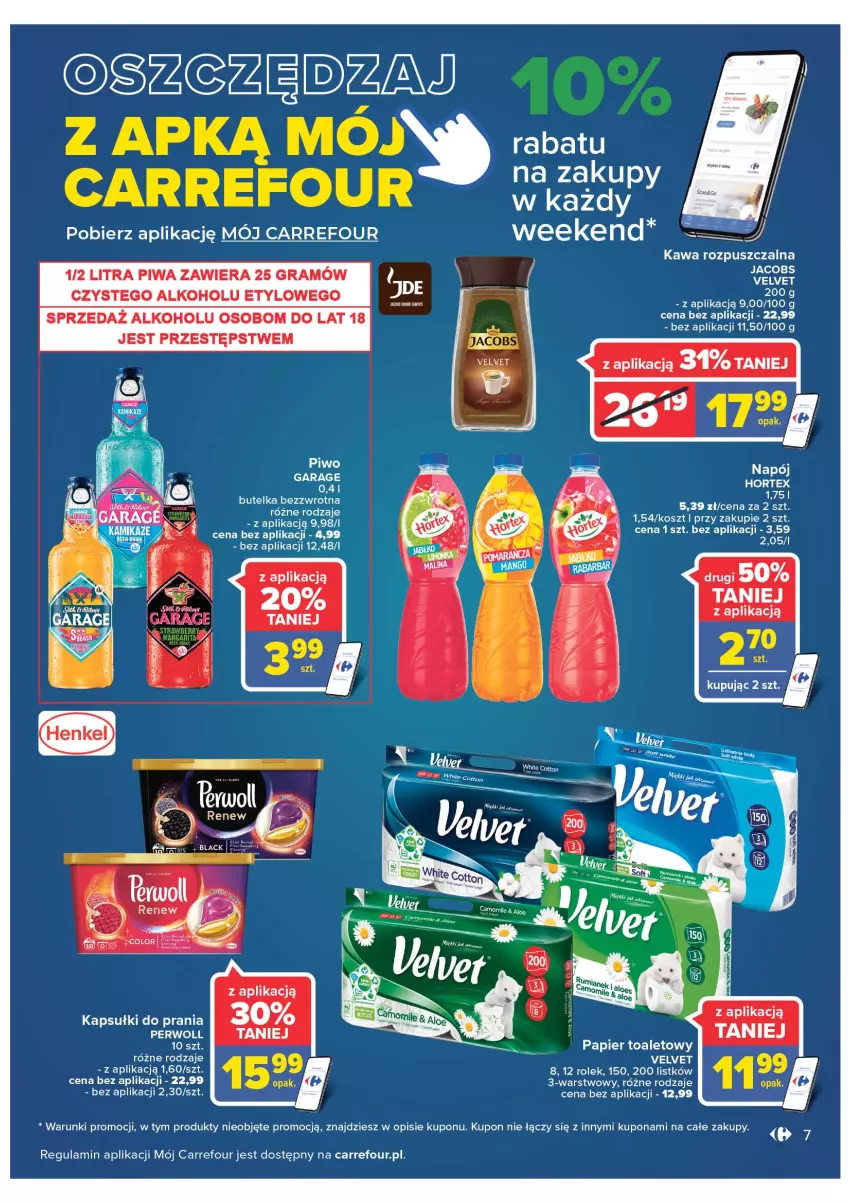 Gazetka promocyjna Carrefour - Gazetka Carrefour - ważna 28.06 do 02.07.2022 - strona 7 - produkty: Gra, Kapsułki do prania, Kawa, Kawa rozpuszczalna, Kosz, Papier, Papier toaletowy, Perwoll, Piwa, Piwo, Velvet