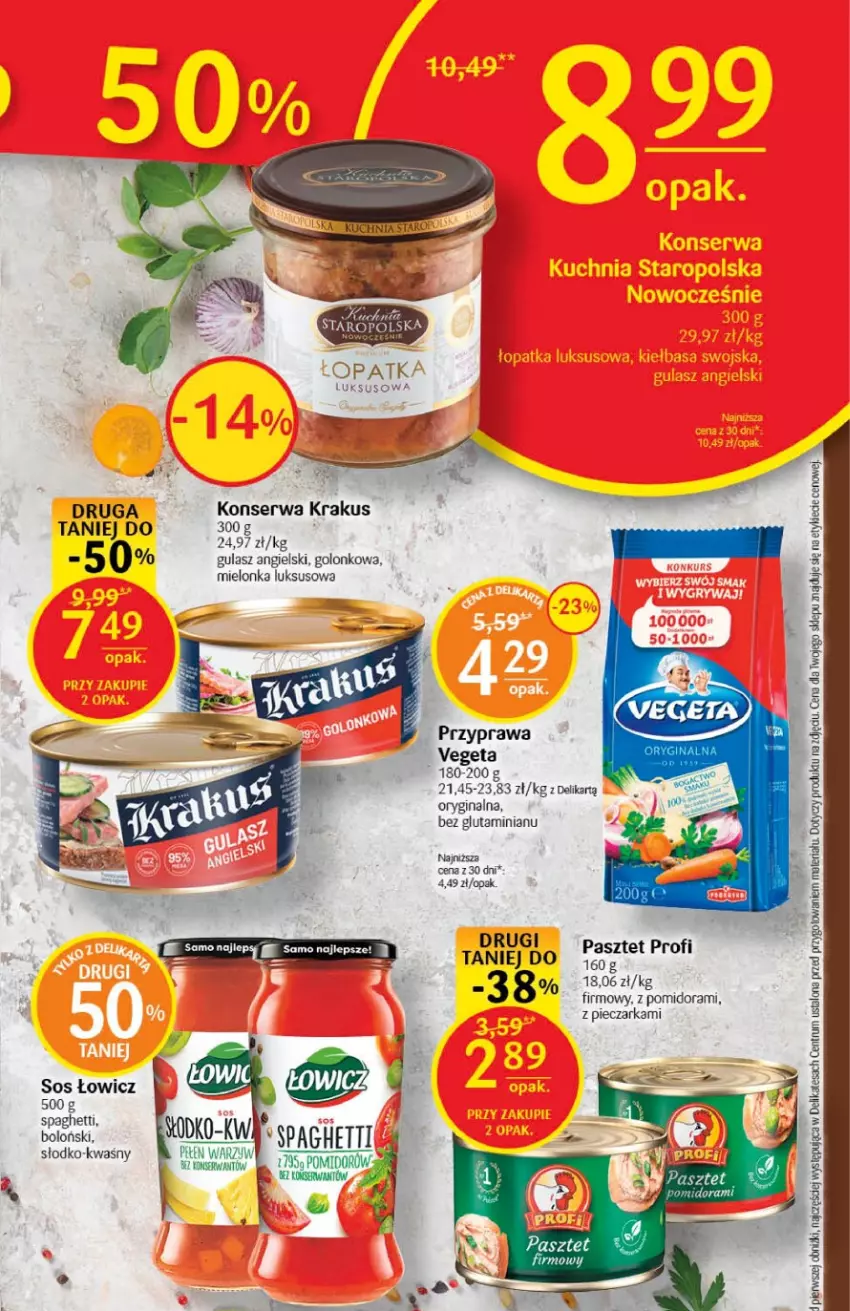 Gazetka promocyjna Delikatesy Centrum - Gazetka DC04 - ważna 26.01 do 01.02.2023 - strona 23 - produkty: Gin, Krakus, Pasztet, Piec, Pieczarka, Rum, Ser, Sos, Spaghetti, Vegeta