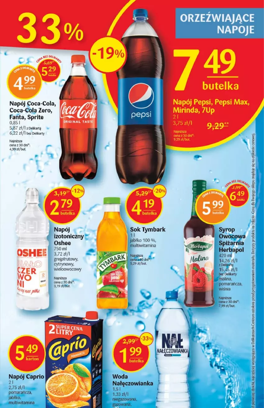 Gazetka promocyjna Delikatesy Centrum - Gazetka DC04 - ważna 26.01 do 01.02.2023 - strona 27 - produkty: Coca-Cola, Fa, Fanta, Grejpfrut, Napój, Napój izotoniczny, Napoje, Oshee, Pepsi, Sok, Sprite, Tymbark