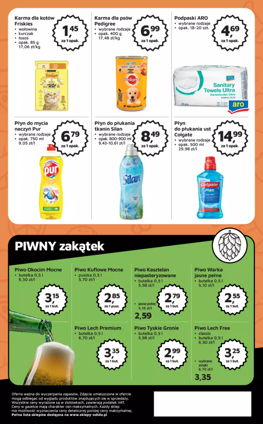 Gazetka promocyjna Odido - Gazetka - ważna 27.01 do 09.02.2023 - strona 8 - produkty: Colgate, Do mycia naczyń, Friskies, Kasztelan, Koc, Kurczak, Lech Premium, LG, Okocim, Pedigree, Piwo, Płyn do mycia, Płyn do mycia naczyń, Płyn do płukania, Podpaski, Pur, Silan, Tyskie, Warka