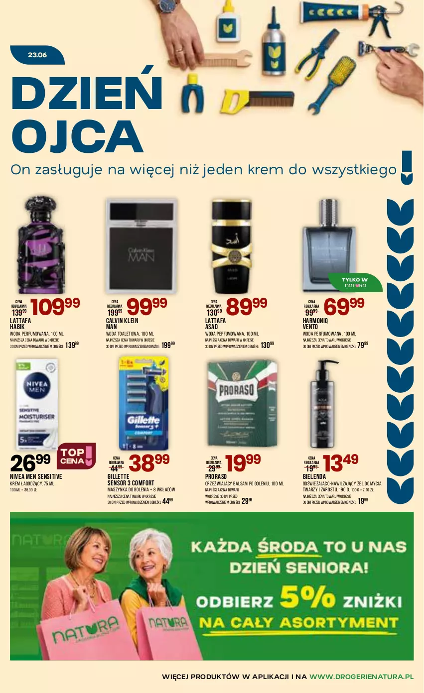 Gazetka promocyjna Drogerie Natura - Gazetka Drogerie Natura - ważna 17.06 do 06.07.2026 - strona 11 - produkty: Balsam po goleniu, Bielenda, Calvin Klein, Fa, Gillette, Maszynka, Maszynka do golenia, Nivea, Nivea Men, Perfum, Szynka, Woda, Woda perfumowana, Woda toaletowa