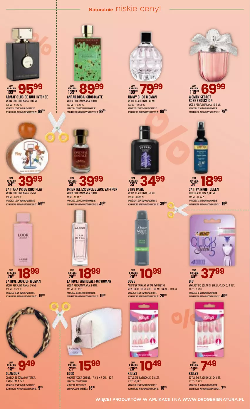 Gazetka promocyjna Drogerie Natura - Gazetka Drogerie Natura - ważna 17.06 do 06.07.2026 - strona 9 - produkty: Antyperspirant, BIC, Dove, Fa, Jimmy Choo, Killys, Kosmetyczka, La Rive, Lack, Opaska, Perfum, Str8, Woda, Woda perfumowana, Woda toaletowa