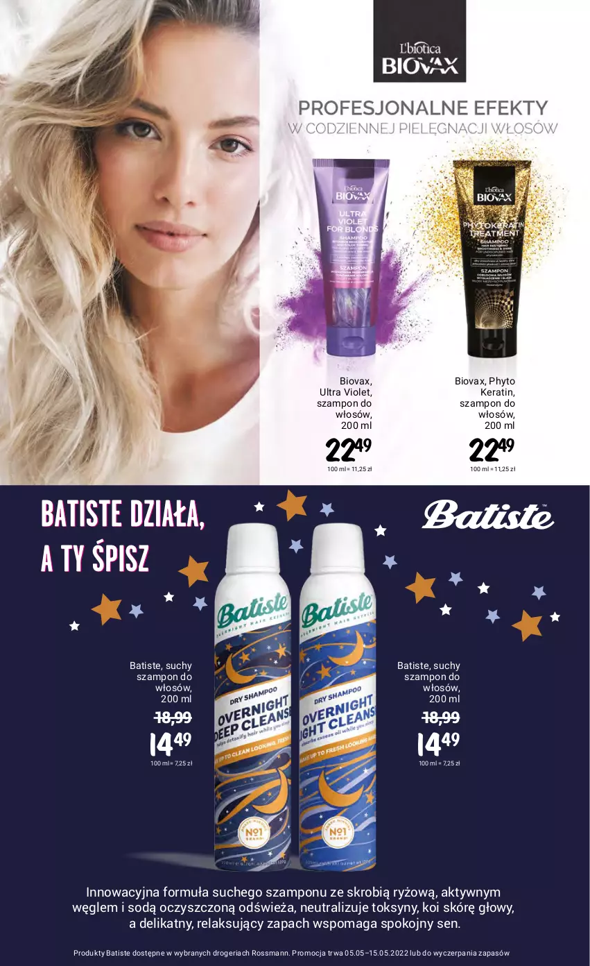 Gazetka promocyjna Rossmann - ważna 05.05 do 15.05.2022 - strona 3 - produkty: Batiste, Biovax, Phyto, Ryż, Szampon