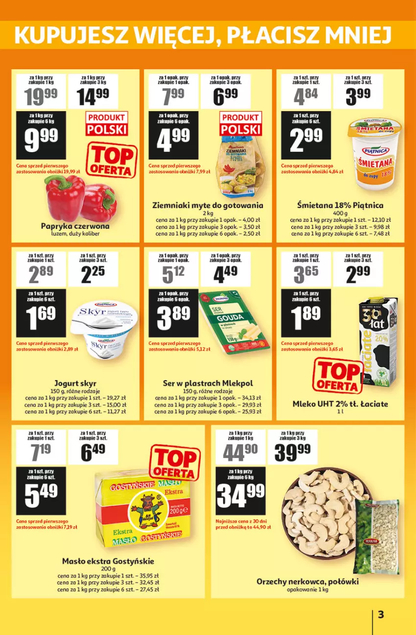 Gazetka promocyjna Auchan - Gazetka ATAC Hiper Discount - ważna 22.01 do 11.02.2026 - strona 3 - produkty: Jogurt, Masło, Mleko, Papryka, Papryka czerwona, Piątnica, Ser, Ziemniaki