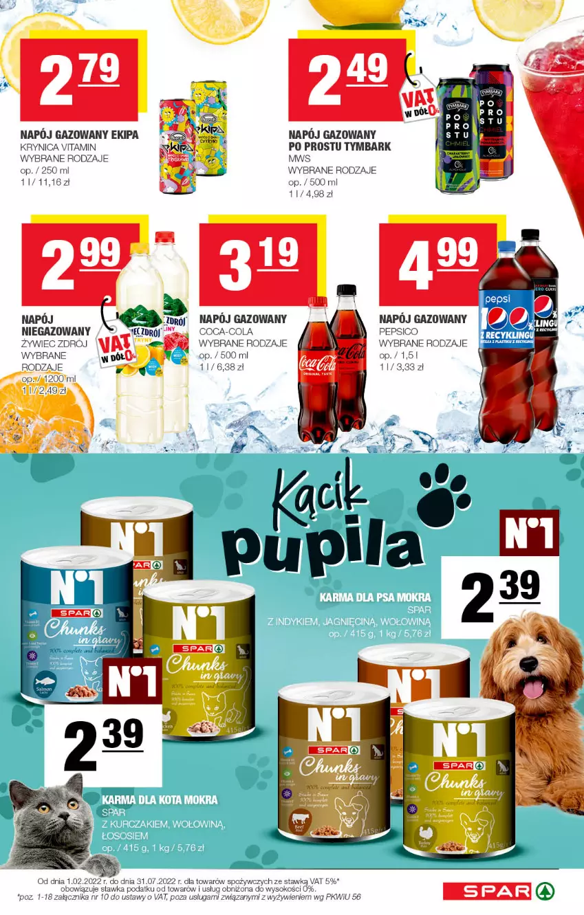 Gazetka promocyjna Spar - Spar - ważna 01.05 do 11.05.2022 - strona 11 - produkty: Coca-Cola, Napój, Napój gazowany, Napój niegazowany, Pepsi, Sok, Tymbark