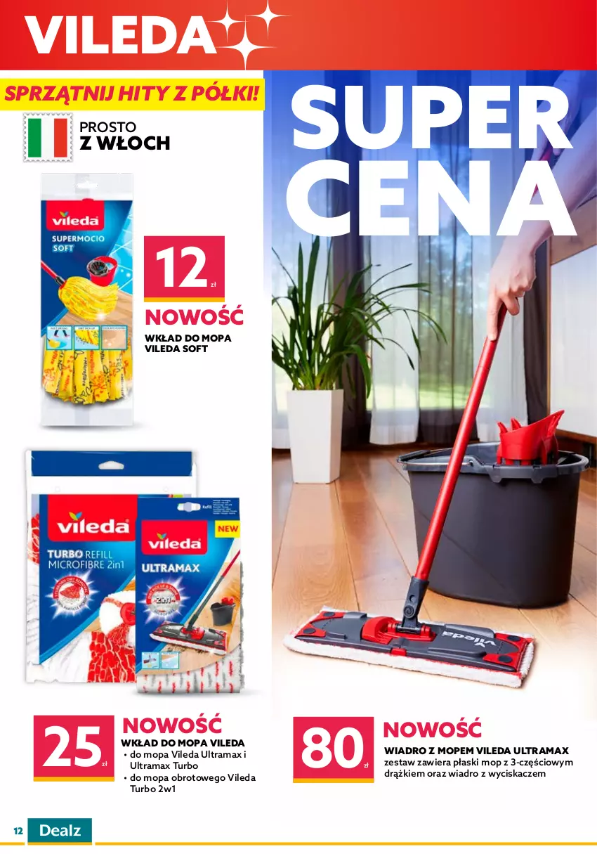 Gazetka promocyjna Dealz - NOWA GAZETKADEALMAGEDON! ATAK NISKICH CEN! - ważna 24.08 do 06.09.2022 - strona 12 - produkty: Mop, Pur, Rama, Top, Vileda, Wiadro, Wiadro z wyciskaczem, Wkład do mopa