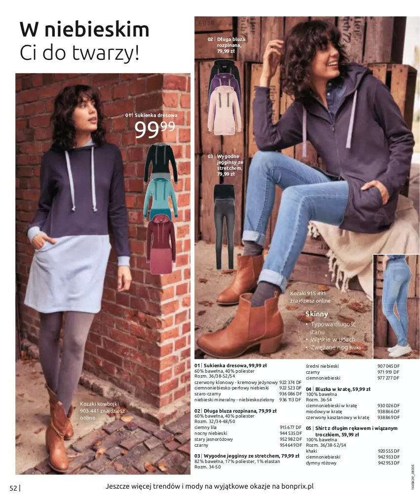 Gazetka promocyjna Bonprix - WOLNE CHWILE W WIELKIM STYLU - ważna 02.11.2021 do 28.02.2022 - strona 54 - produkty: Bluza, Dres, Gin, Kozaki, Sukienka, Wełna